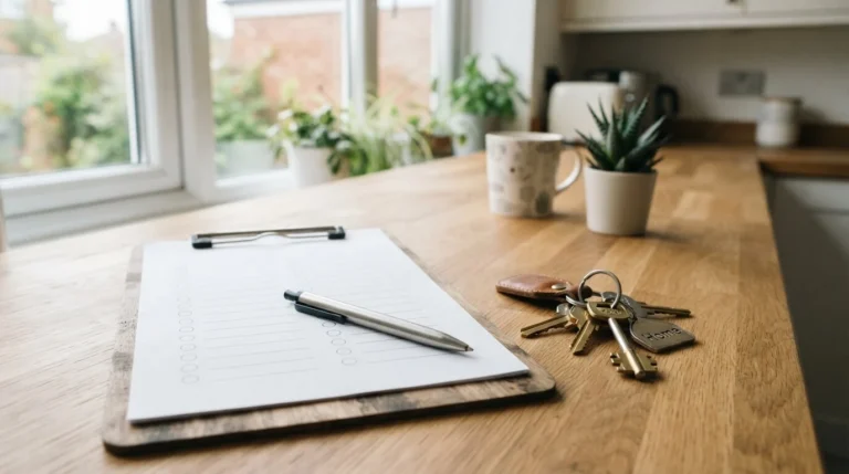 Property inspection checklist and keys for a bond clean report